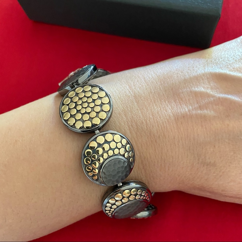 JOHN HARDY DOT LINK BRACELET 22.5 SS & 18KT YG